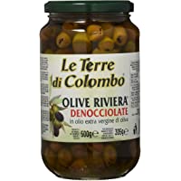 Le Terre di Colombo Aceitunas Riviera sin Hueso en Aceite de Oliva Virgen Extra 36 %- 500 G